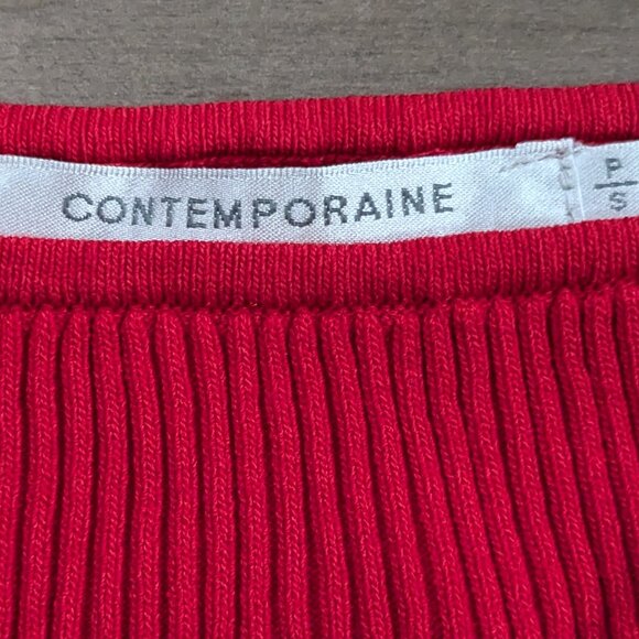 Red Tank Top with 90s Style Square Halter Neck with Spaghetti Straps - Picture 5 of 6